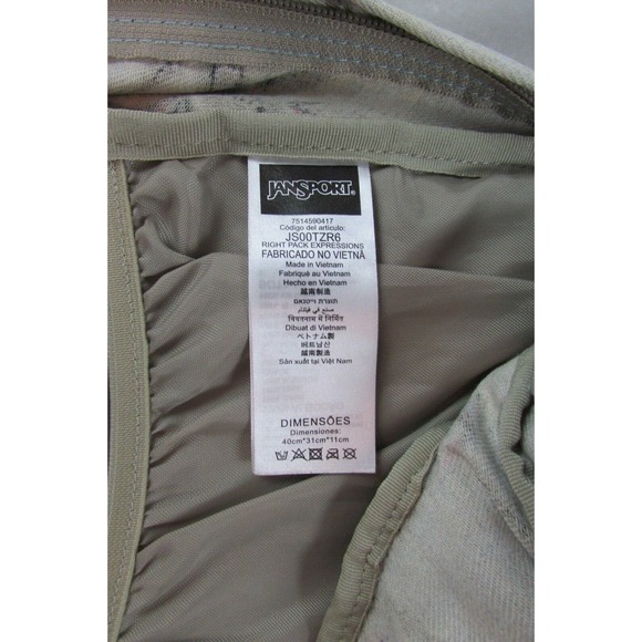 Jansport Backpack Suede Bottom Philodendron Print Right Pack Expressions 31L - Picture 6 of 7